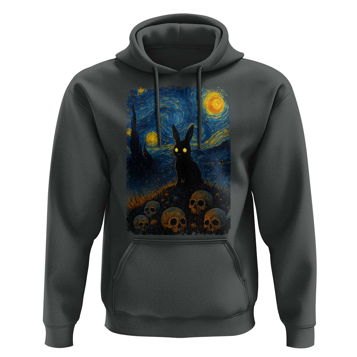 Creepy Cute Bunny Rabbits Hoodie Alt Goth Grunge Dark Horror Starry Night Van Gogh Aesthetic