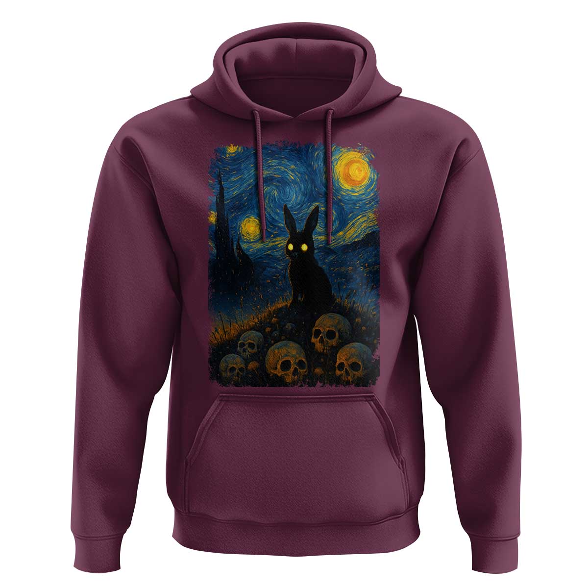 Creepy Cute Bunny Rabbits Hoodie Alt Goth Grunge Dark Horror Starry Night Van Gogh Aesthetic