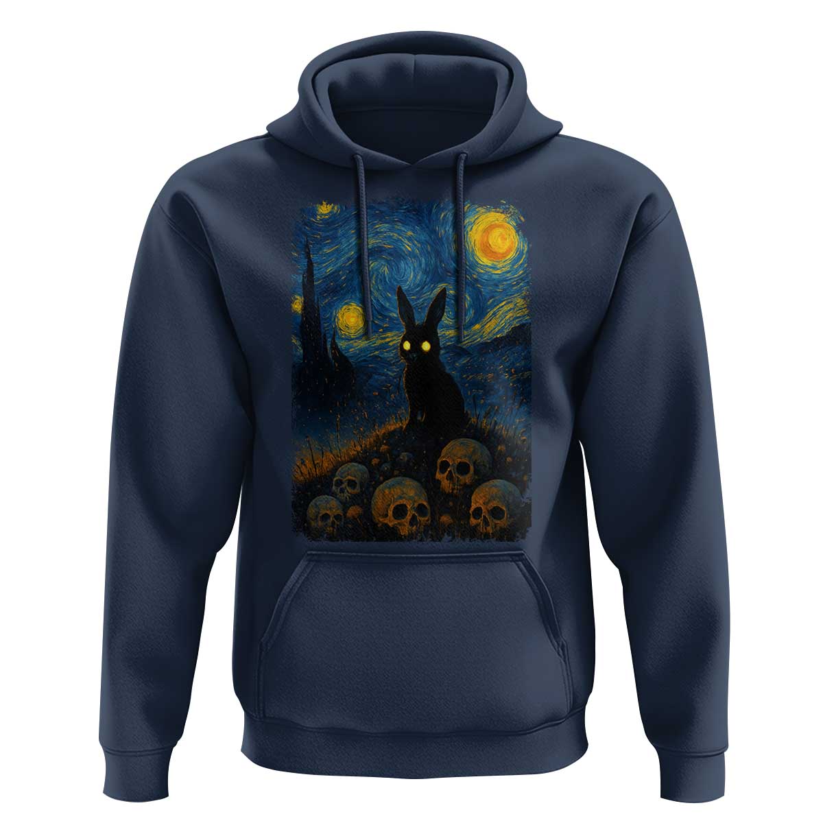 Creepy Cute Bunny Rabbits Hoodie Alt Goth Grunge Dark Horror Starry Night Van Gogh Aesthetic