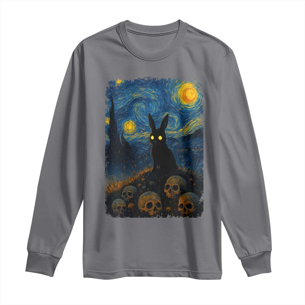 Creepy Cute Bunny Rabbits Long Sleeve Shirt Alt Goth Grunge Dark Horror Starry Night Van Gogh Aesthetic