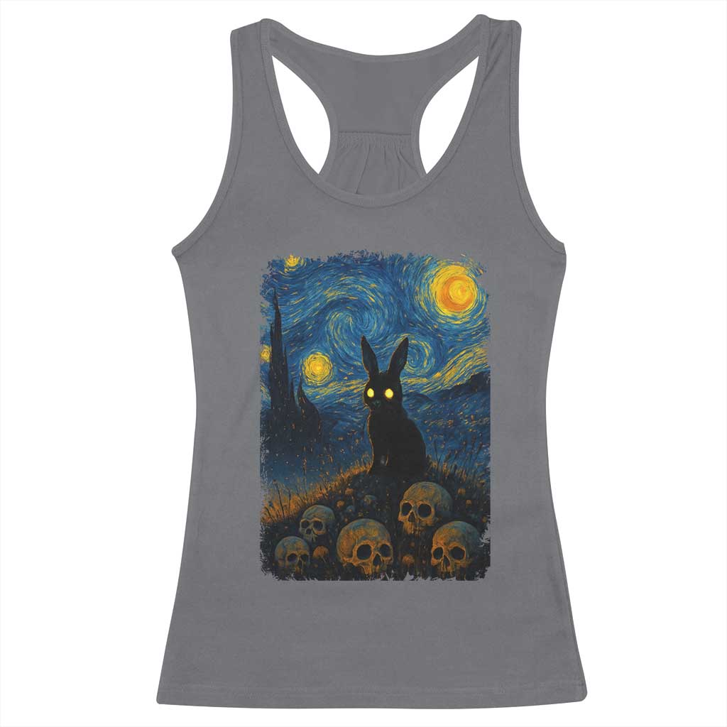 Creepy Cute Bunny Rabbits Racerback Tank Top Alt Goth Grunge Dark Horror Starry Night Van Gogh Aesthetic
