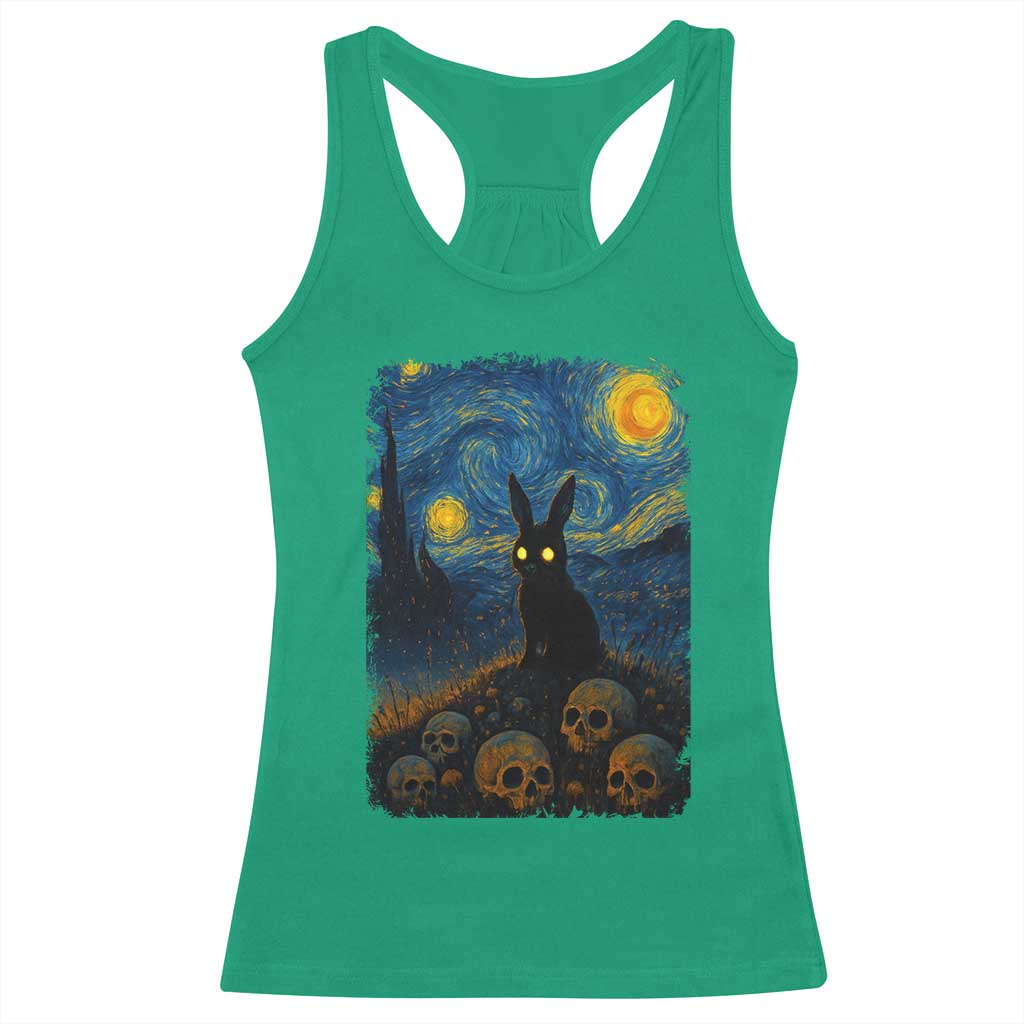 Creepy Cute Bunny Rabbits Racerback Tank Top Alt Goth Grunge Dark Horror Starry Night Van Gogh Aesthetic