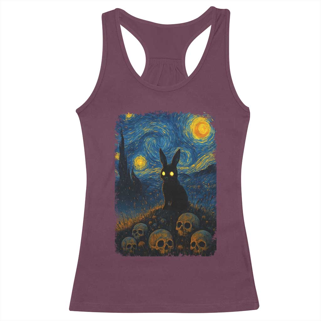 Creepy Cute Bunny Rabbits Racerback Tank Top Alt Goth Grunge Dark Horror Starry Night Van Gogh Aesthetic
