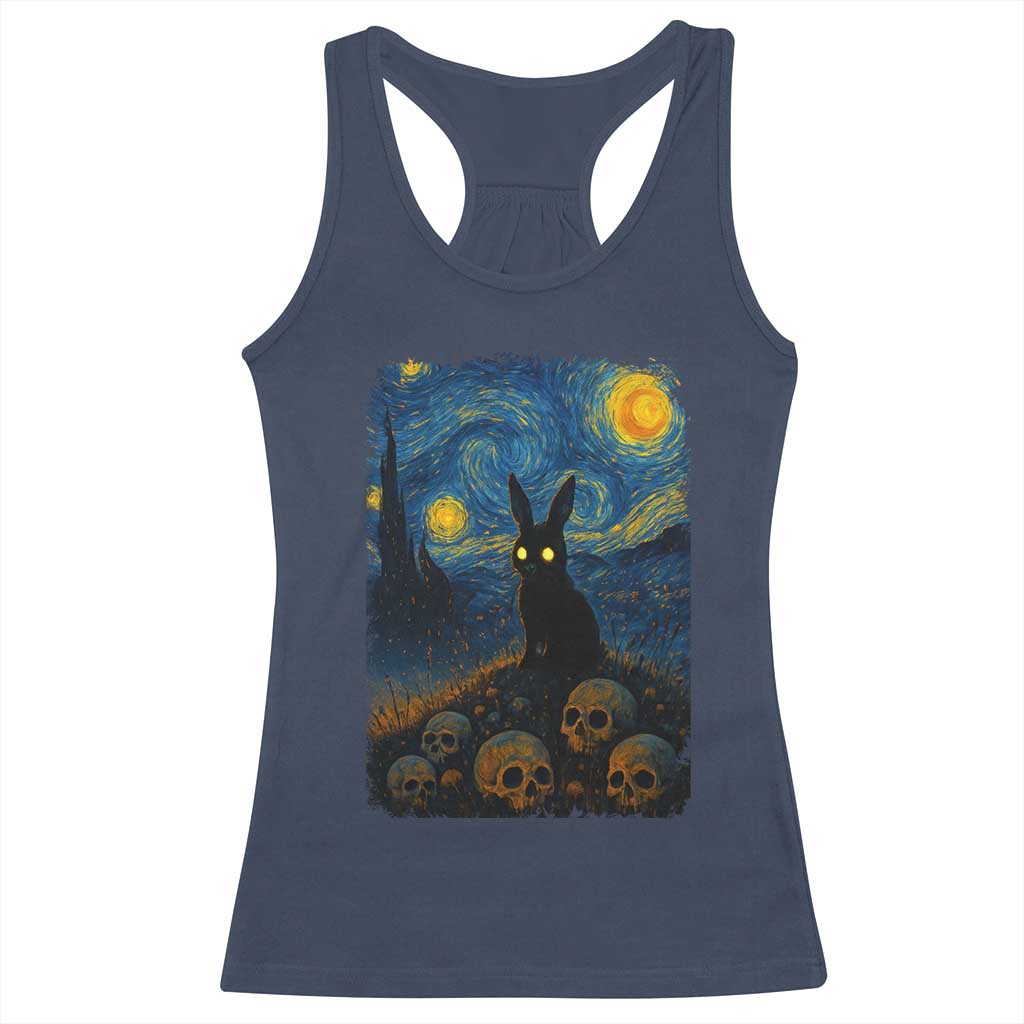 Creepy Cute Bunny Rabbits Racerback Tank Top Alt Goth Grunge Dark Horror Starry Night Van Gogh Aesthetic