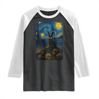 Creepy Cute Bunny Rabbits Raglan Shirt Alt Goth Grunge Dark Horror Starry Night Van Gogh Aesthetic