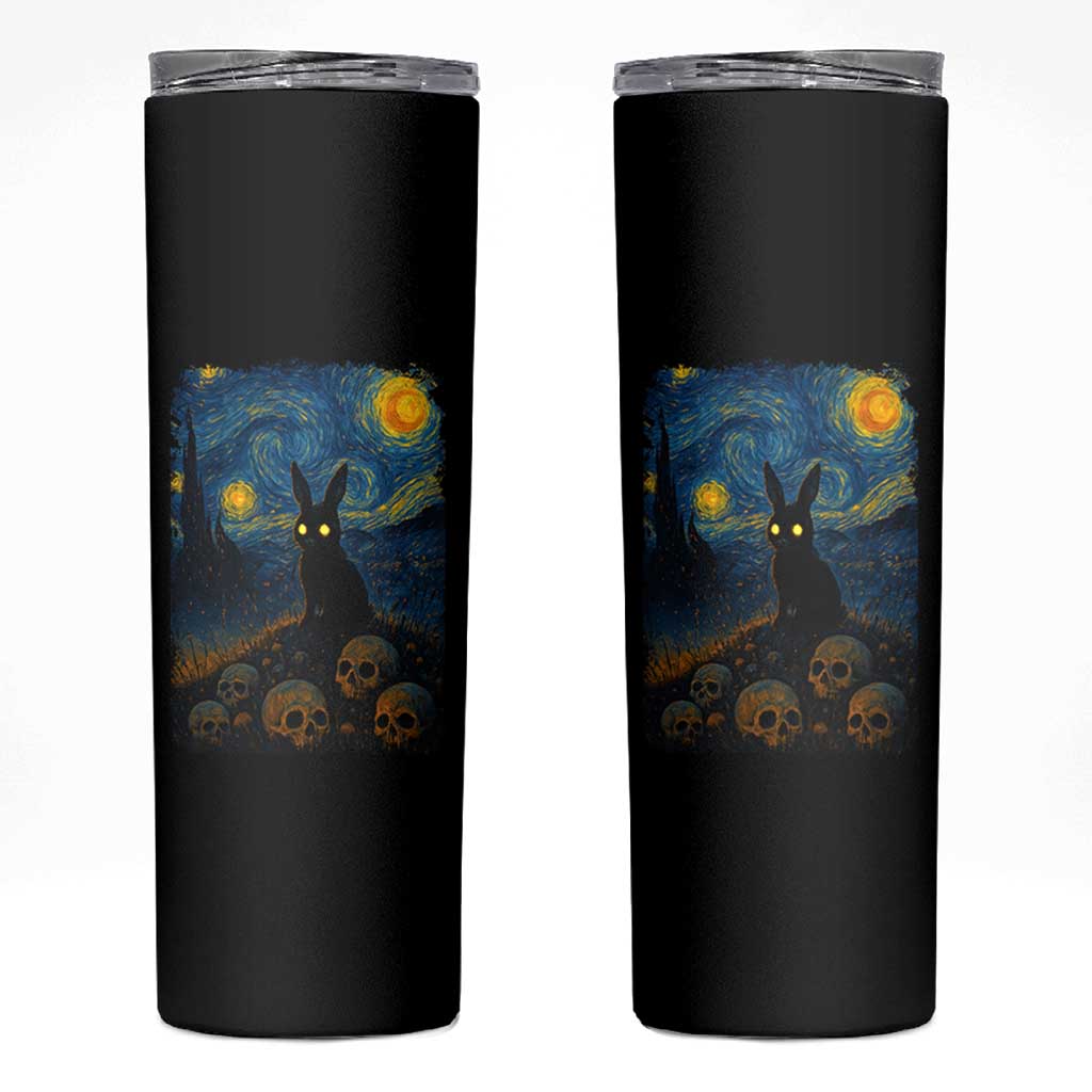 Creepy Cute Bunny Rabbits Skinny Tumbler Alt Goth Grunge Dark Horror Starry Night Van Gogh Aesthetic