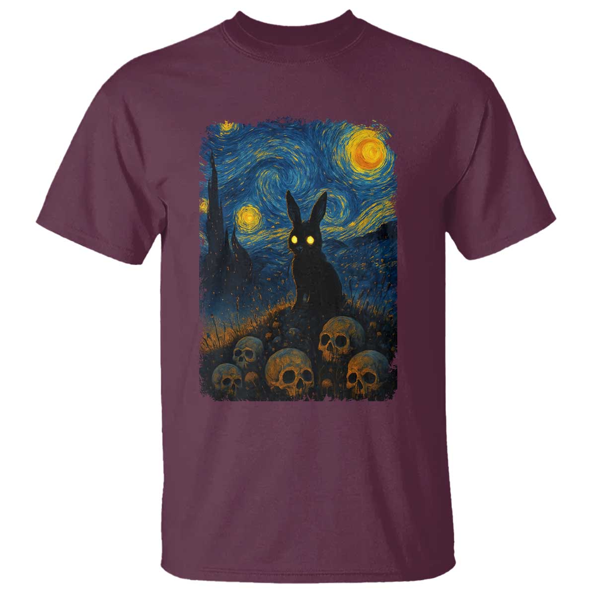 Creepy Cute Bunny Rabbits T Shirt Alt Goth Grunge Dark Horror Starry Night Van Gogh Aesthetic