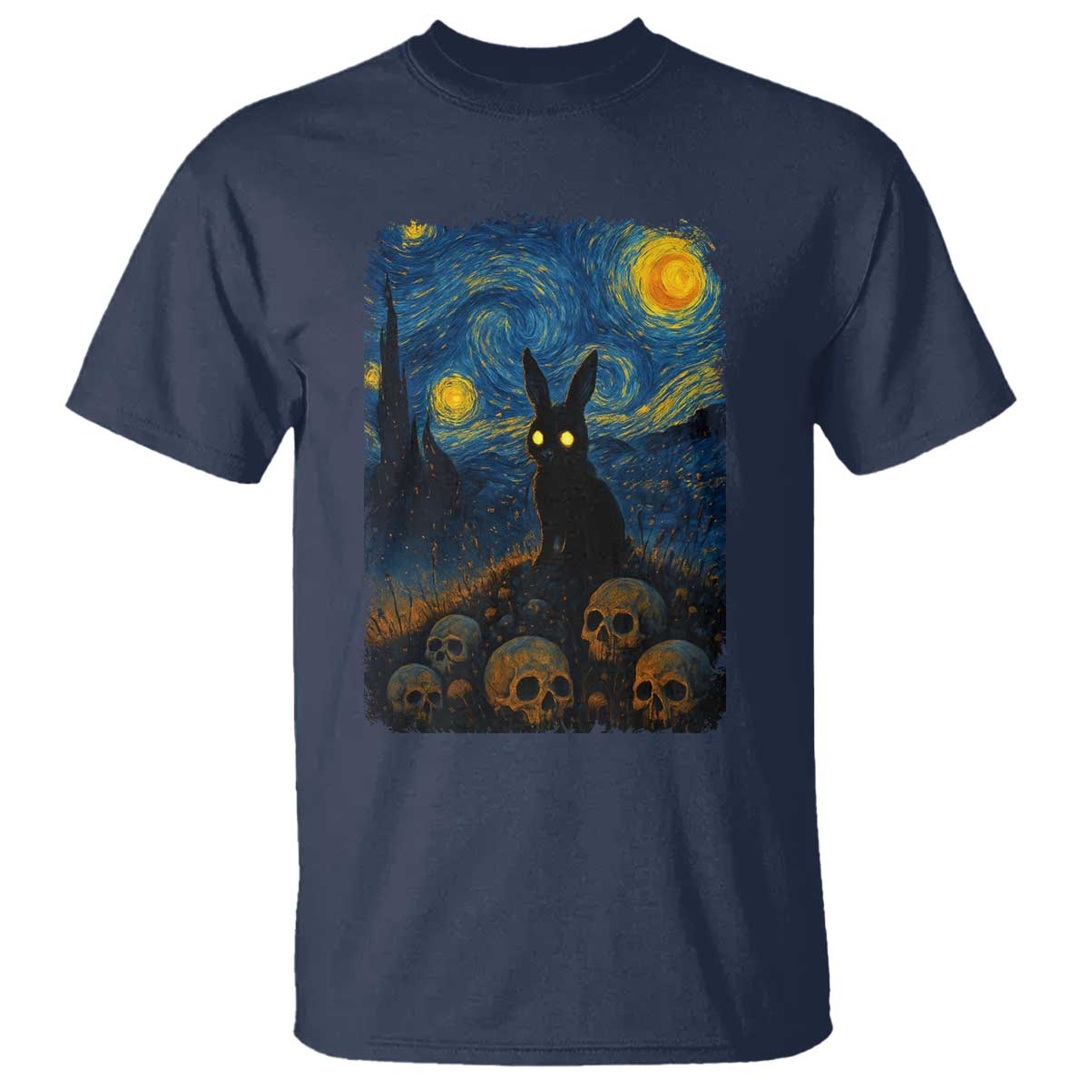 Creepy Cute Bunny Rabbits T Shirt Alt Goth Grunge Dark Horror Starry Night Van Gogh Aesthetic