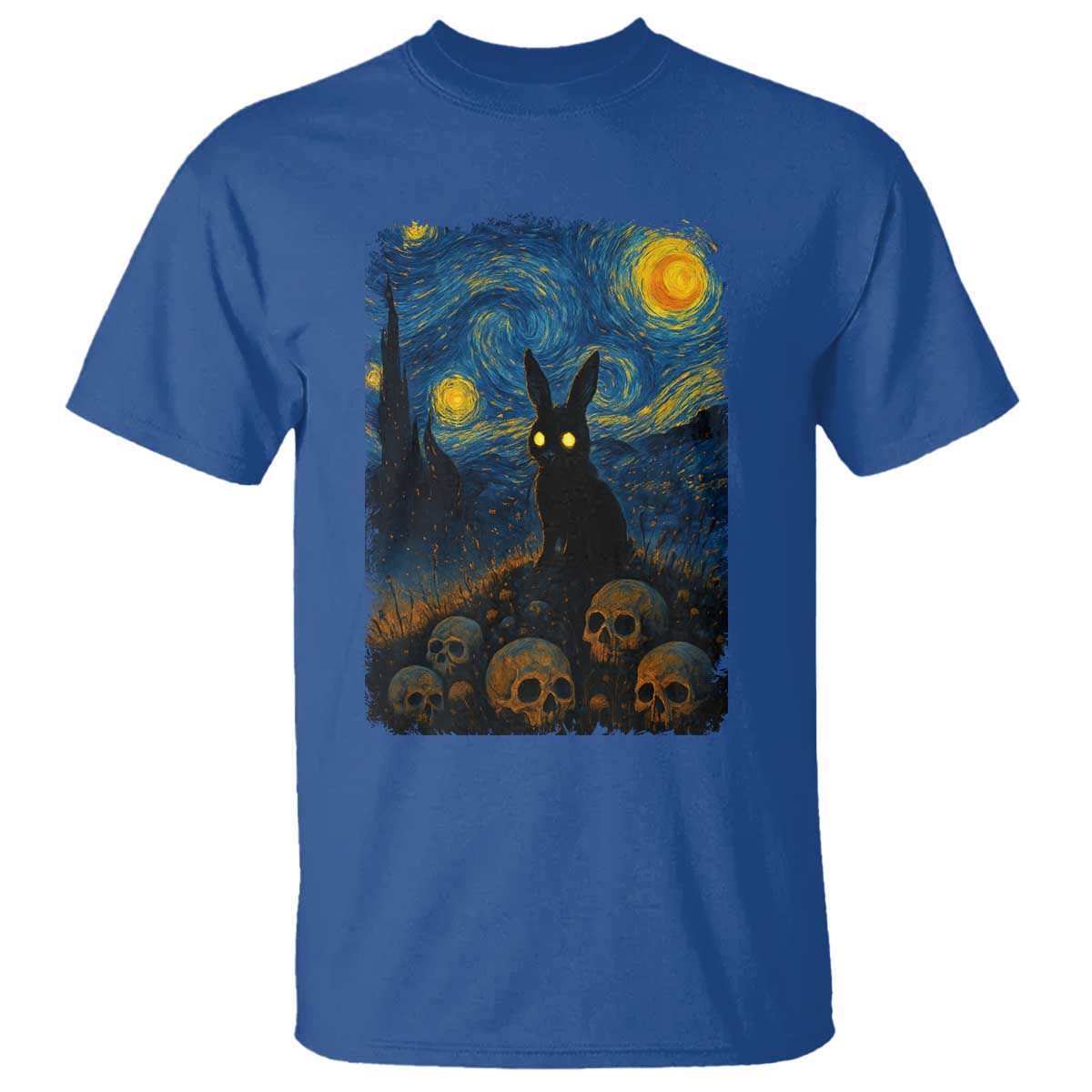 Creepy Cute Bunny Rabbits T Shirt Alt Goth Grunge Dark Horror Starry Night Van Gogh Aesthetic