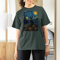 Creepy Cute Bunny Rabbits T Shirt For Women Alt Goth Grunge Dark Horror Starry Night Van Gogh Aesthetic
