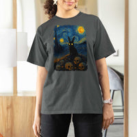 Creepy Cute Bunny Rabbits T Shirt For Women Alt Goth Grunge Dark Horror Starry Night Van Gogh Aesthetic