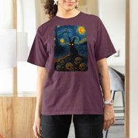 Creepy Cute Bunny Rabbits T Shirt For Women Alt Goth Grunge Dark Horror Starry Night Van Gogh Aesthetic