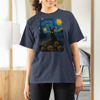 Creepy Cute Bunny Rabbits T Shirt For Women Alt Goth Grunge Dark Horror Starry Night Van Gogh Aesthetic