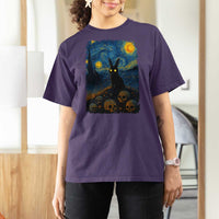Creepy Cute Bunny Rabbits T Shirt For Women Alt Goth Grunge Dark Horror Starry Night Van Gogh Aesthetic