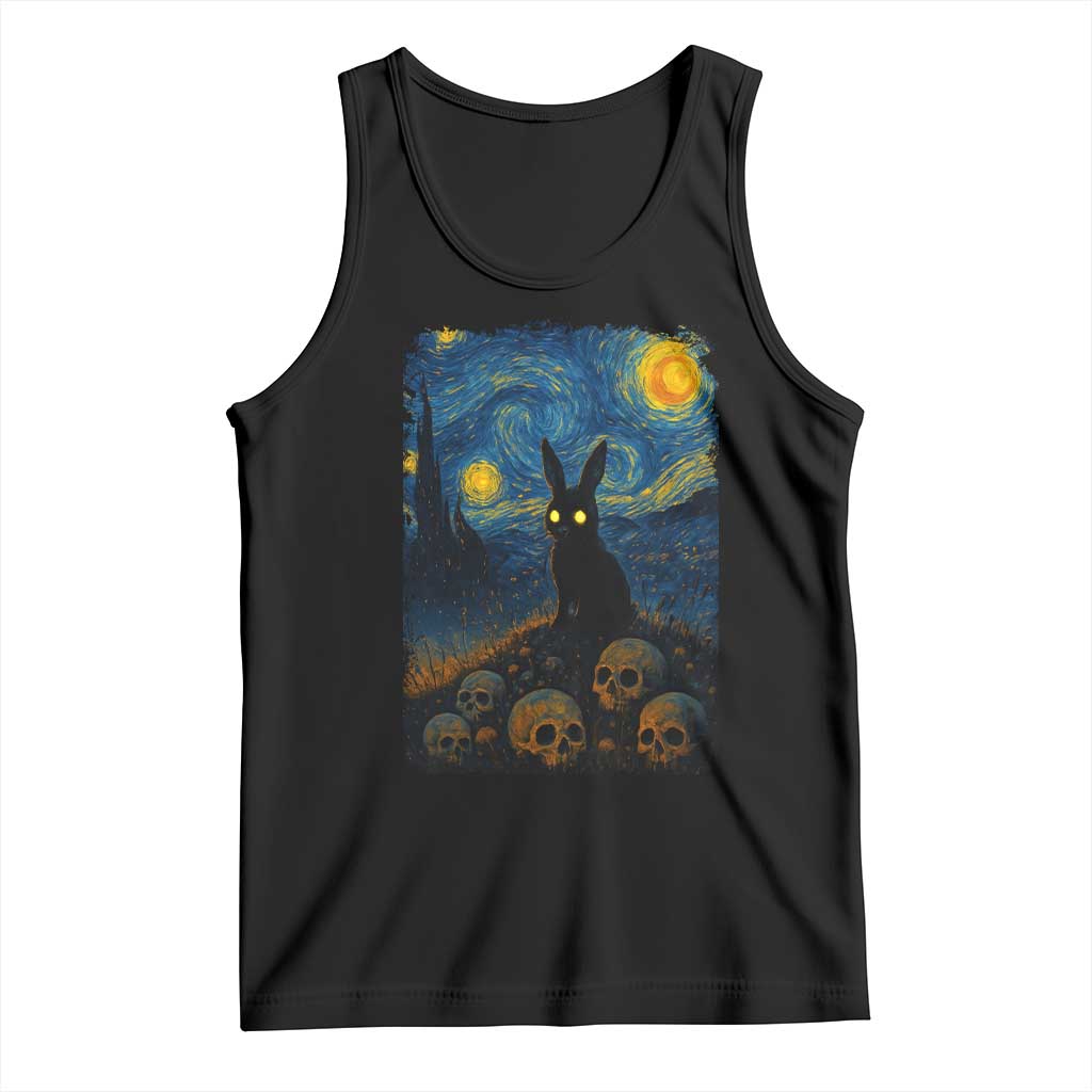 Creepy Cute Bunny Rabbits Tank Top Alt Goth Grunge Dark Horror Starry Night Van Gogh Aesthetic