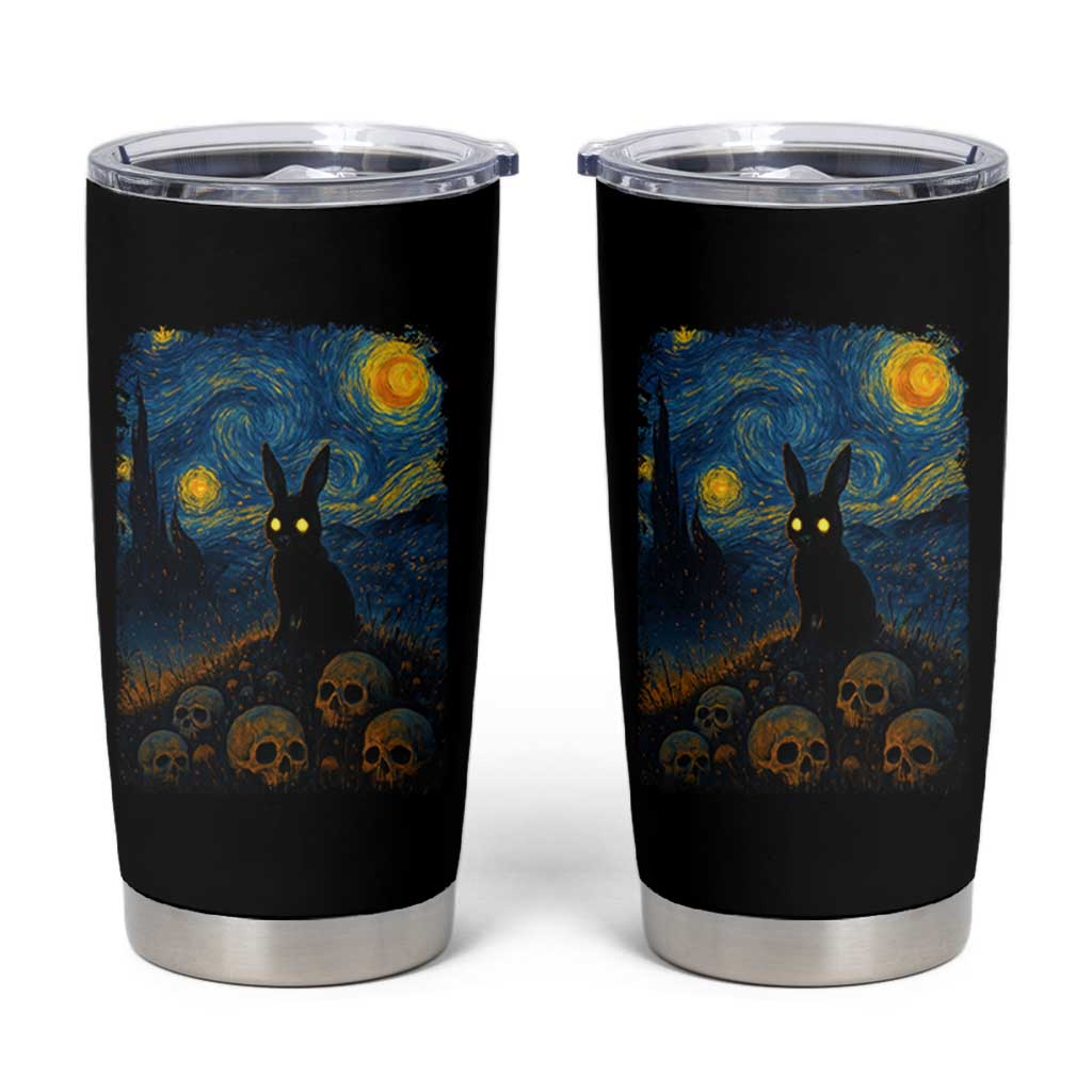 Creepy Cute Bunny Rabbits Tumbler Cup Alt Goth Grunge Dark Horror Starry Night Van Gogh Aesthetic
