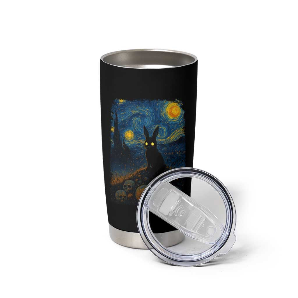 Creepy Cute Bunny Rabbits Tumbler Cup Alt Goth Grunge Dark Horror Starry Night Van Gogh Aesthetic