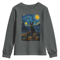 Creepy Cute Bunny Rabbits Youth Sweatshirt Alt Goth Grunge Dark Horror Starry Night Van Gogh Aesthetic