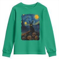 Creepy Cute Bunny Rabbits Youth Sweatshirt Alt Goth Grunge Dark Horror Starry Night Van Gogh Aesthetic