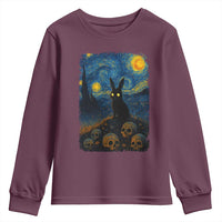 Creepy Cute Bunny Rabbits Youth Sweatshirt Alt Goth Grunge Dark Horror Starry Night Van Gogh Aesthetic