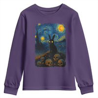 Creepy Cute Bunny Rabbits Youth Sweatshirt Alt Goth Grunge Dark Horror Starry Night Van Gogh Aesthetic