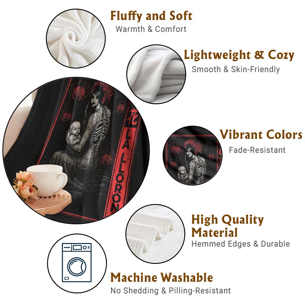 La Llorona Throw Blanket Folklore Japanese Spider Lily Soft Grunge Anime Aesthetic Flower - Wonder Print Shop