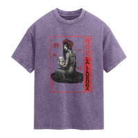 La Llorona Washed Cotton T-Shirt Folklore Japanese Spider Lily Soft Grunge Anime Aesthetic Flower