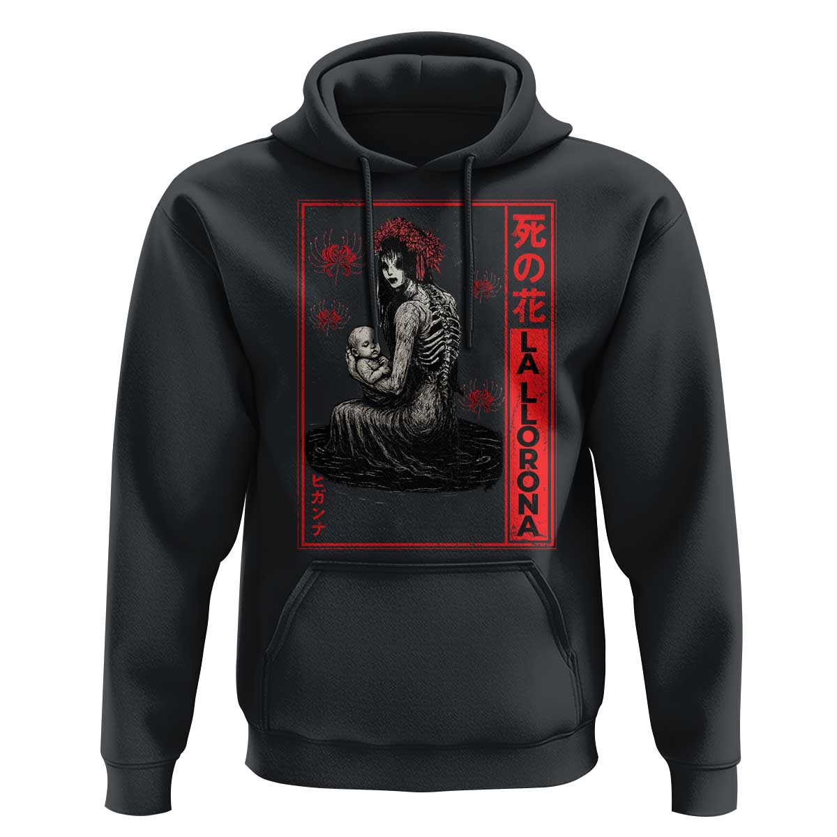 La Llorona Hoodie Folklore Japanese Spider Lily Soft Grunge Anime Aesthetic Flower - Wonder Print Shop