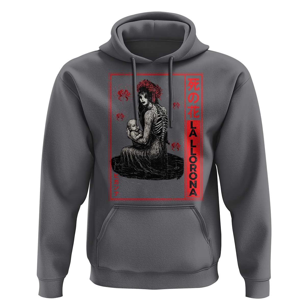 La Llorona Hoodie Folklore Japanese Spider Lily Soft Grunge Anime Aesthetic Flower - Wonder Print Shop