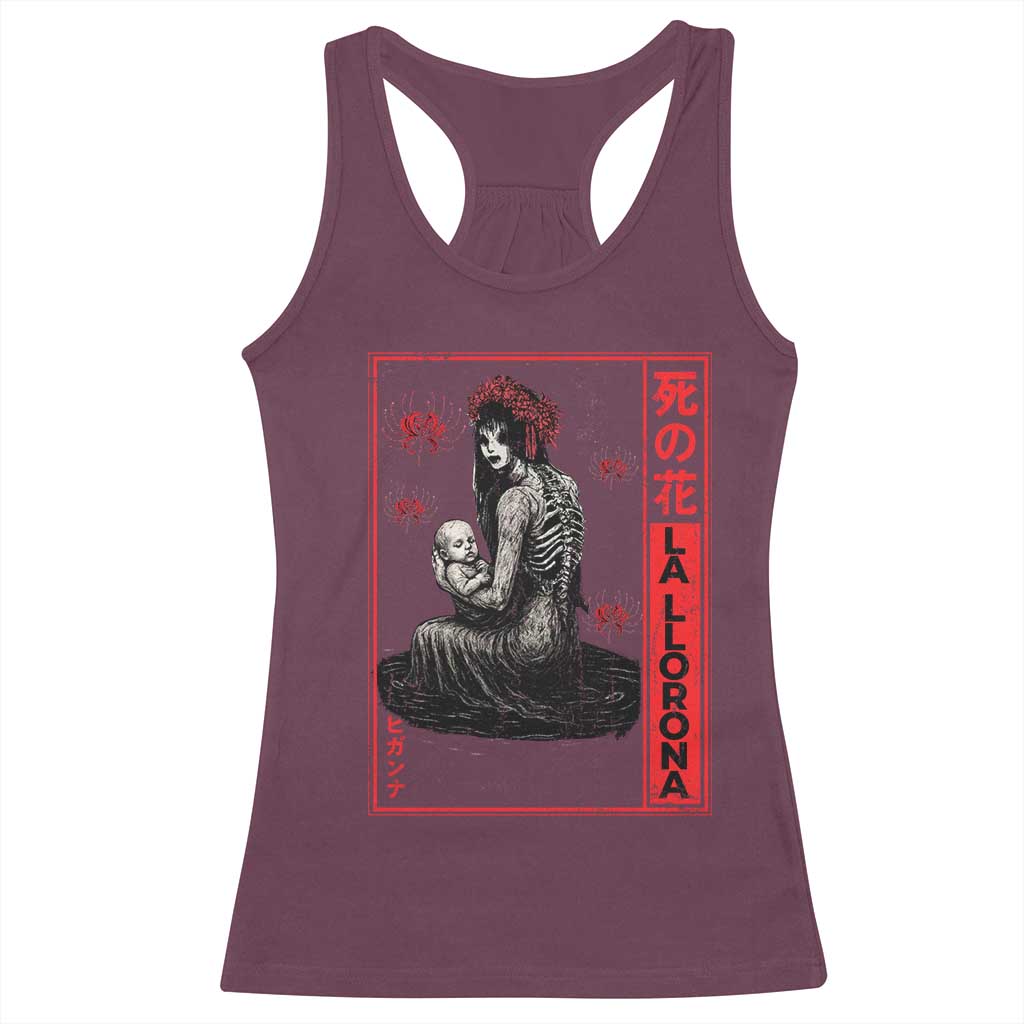 La Llorona Racerback Tank Top Folklore Japanese Spider Lily Soft Grunge Anime Aesthetic Flower - Wonder Print Shop