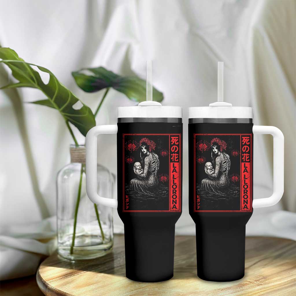 La Llorona Tumbler With Handle Folklore Japanese Spider Lily Soft Grunge Anime Aesthetic Flower - Wonder Print Shop