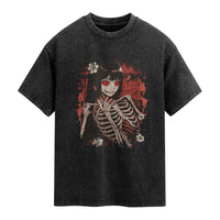 Horror Anime Manga Washed Cotton T-Shirt Japan Japanese Creepy Kawaii Goth