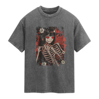 Horror Anime Manga Washed Cotton T-Shirt Japan Japanese Creepy Kawaii Goth