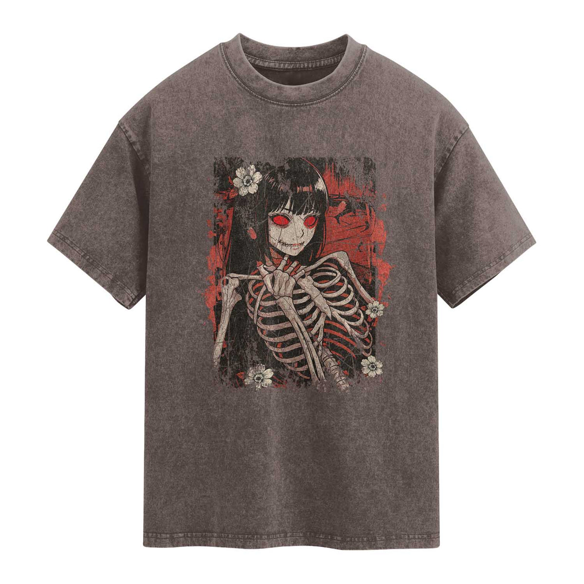 Horror Anime Manga Washed Cotton T-Shirt Japan Japanese Creepy Kawaii Goth
