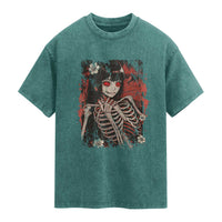 Horror Anime Manga Washed Cotton T-Shirt Japan Japanese Creepy Kawaii Goth