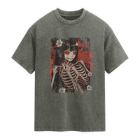 Horror Anime Manga Washed Cotton T-Shirt Japan Japanese Creepy Kawaii Goth