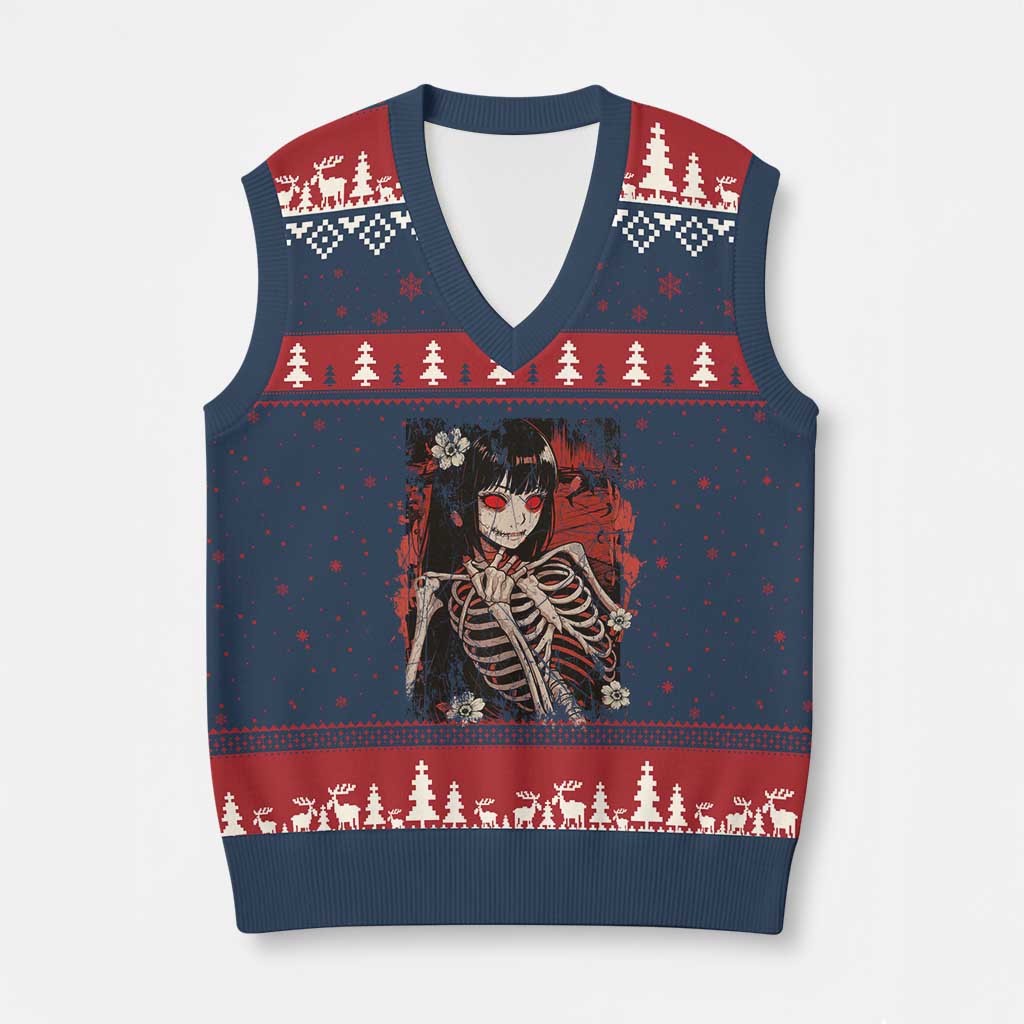 Horror Anime Manga V-Neck Knit Sweater Vest Japan Japanese Creepy Kawaii Goth - Wonder Print Shop