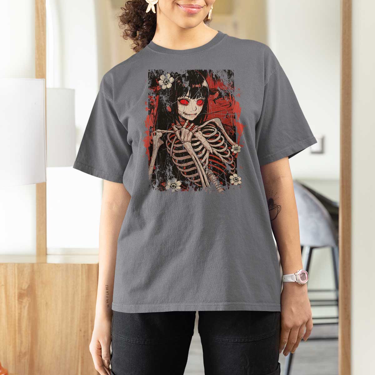 Horror Anime Manga T Shirt For Women Japan Japanese Creepy Kawaii Goth - Wonder Print Shop