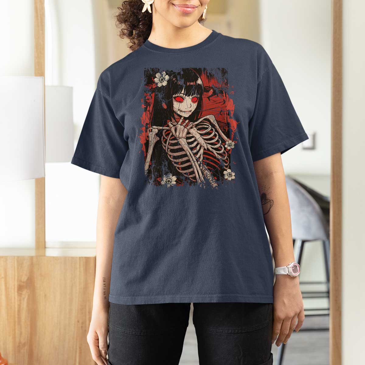 Horror Anime Manga T Shirt For Women Japan Japanese Creepy Kawaii Goth - Wonder Print Shop