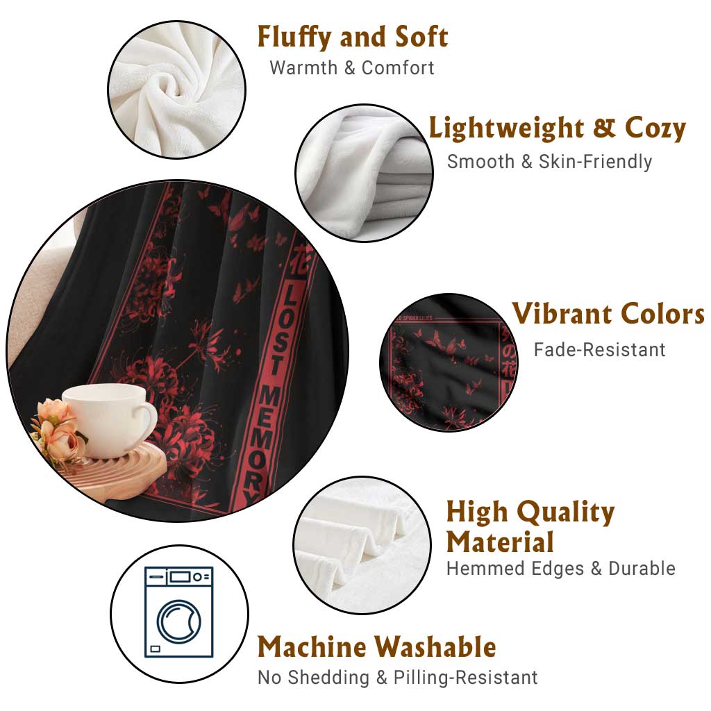 Japanese Spider Lily Throw Blanket Soft Grunge Anime Aesthetic Flower - Wonder Print Shop