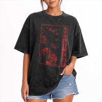 Japanese Spider Lily Washed Cotton T-Shirt Soft Grunge Anime Aesthetic Flower