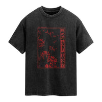Japanese Spider Lily Washed Cotton T-Shirt Soft Grunge Anime Aesthetic Flower