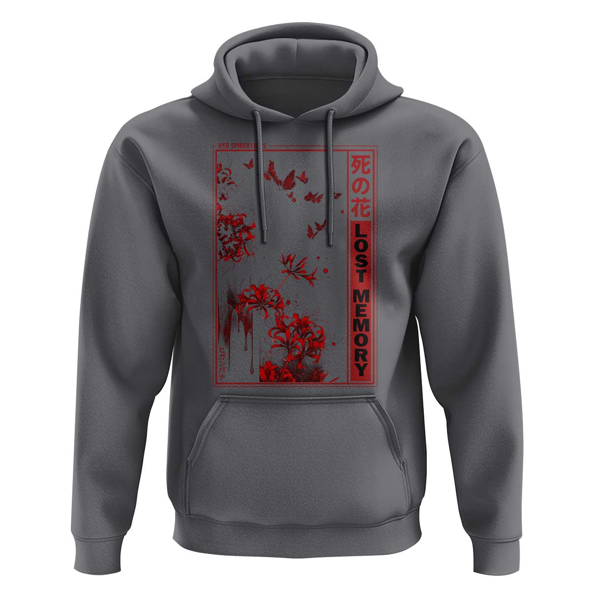 Japanese Spider Lily Hoodie Soft Grunge Anime Aesthetic Flower - Wonder Print Shop