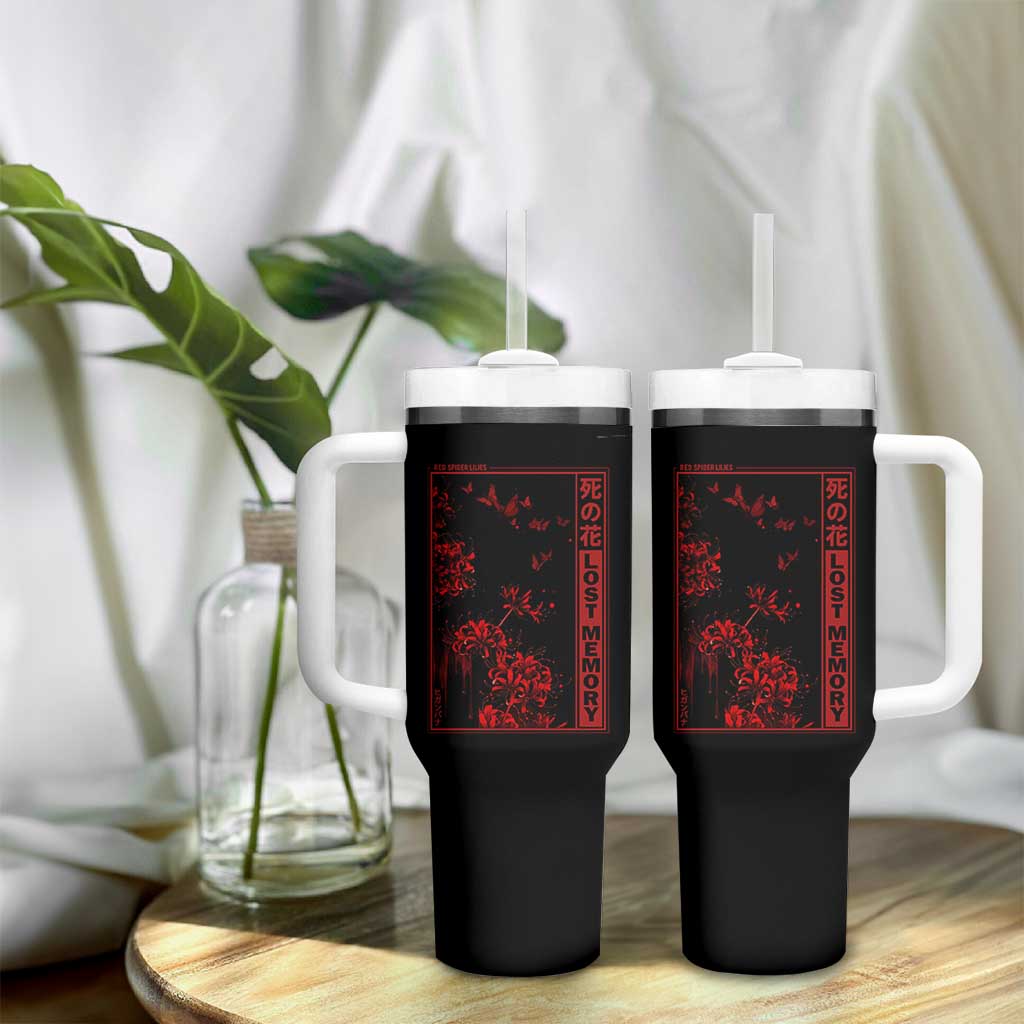 Japanese Spider Lily Tumbler With Handle Soft Grunge Anime Aesthetic Flower - Wonder Print Shop