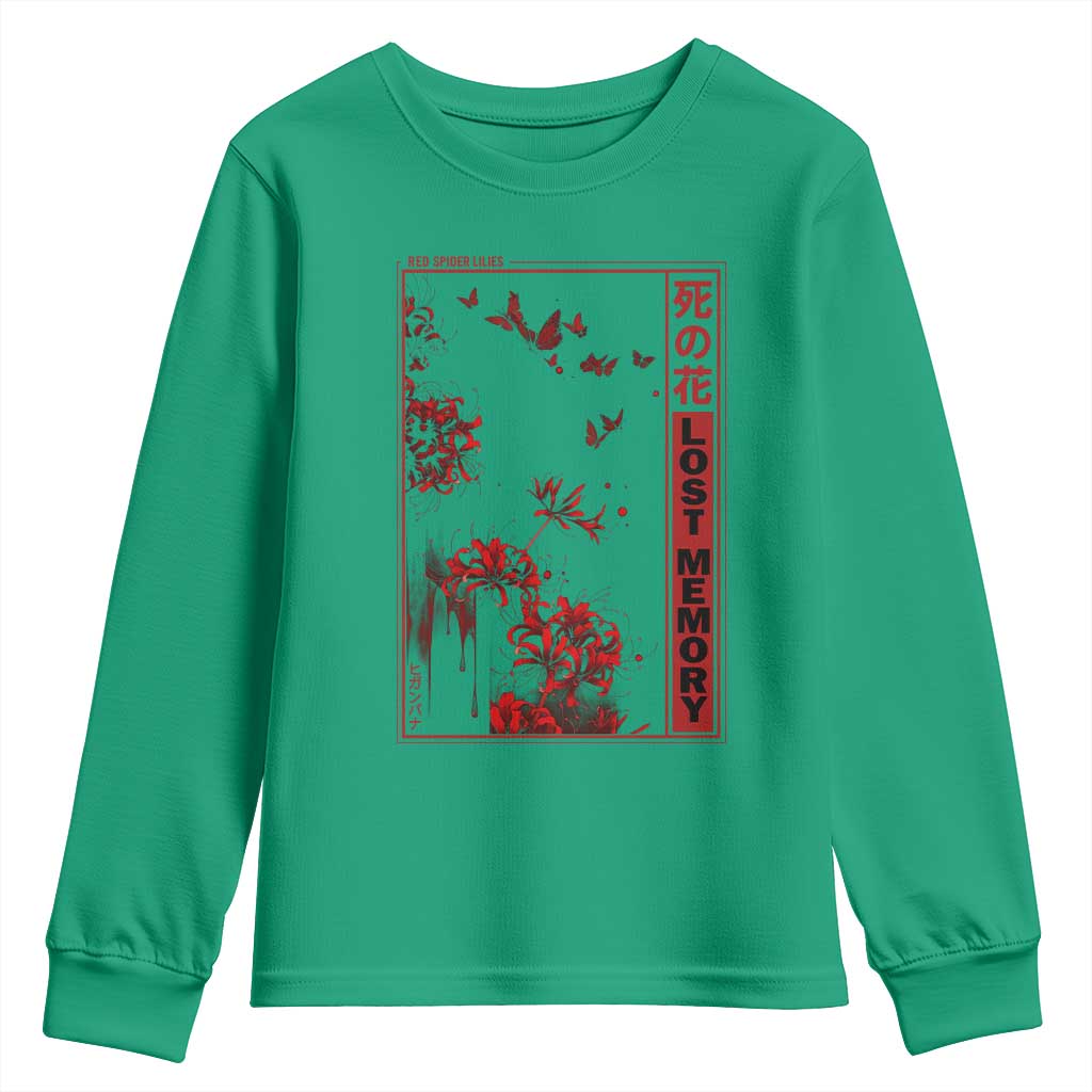 Japanese Spider Lily Youth Sweatshirt Soft Grunge Anime Aesthetic Flower - Wonder Print Shop