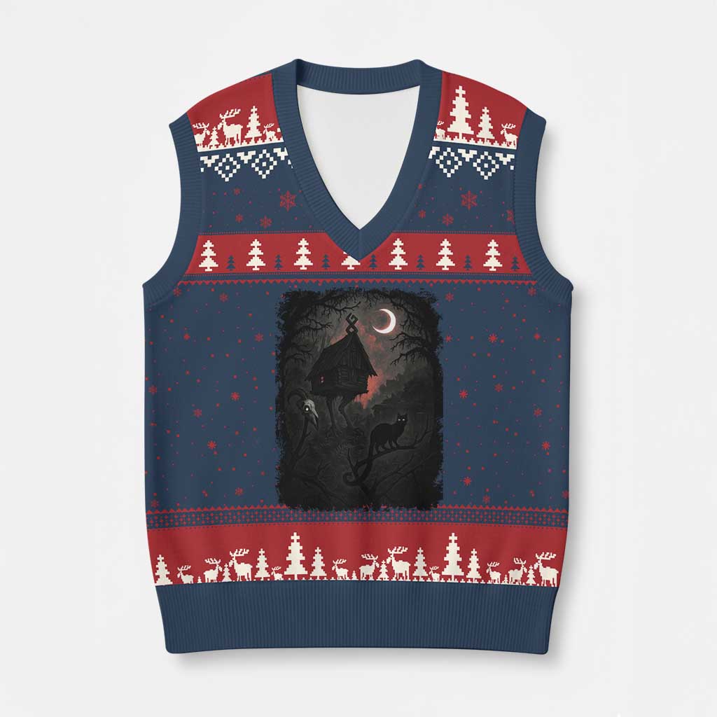Baba Yaga House V-Neck Knit Sweater Vest Gothic Slavic Folklore Russia Fairy Tale - Wonder Print Shop
