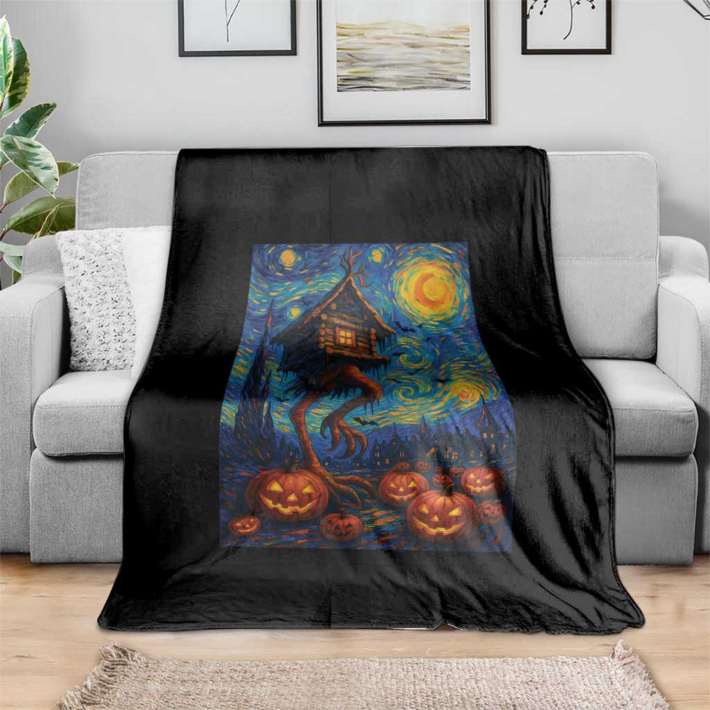 Baba Yaga House Throw Blanket Starry Night Van Gogh Slavic Folklore Russia Fairy Tale - Wonder Print Shop