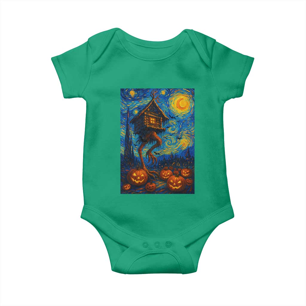 Baba Yaga House Baby Onesie Starry Night Van Gogh Slavic Folklore Russia Fairy Tale - Wonder Print Shop