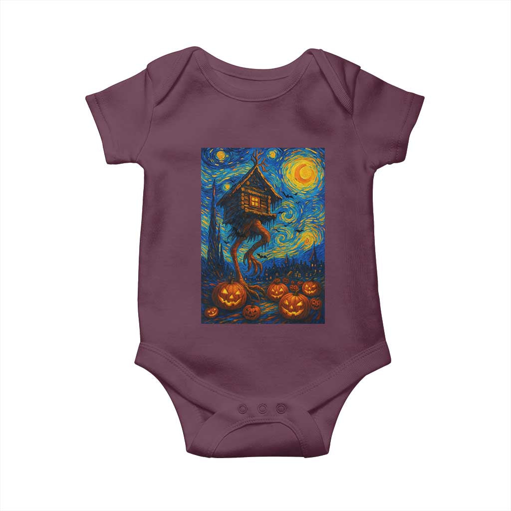 Baba Yaga House Baby Onesie Starry Night Van Gogh Slavic Folklore Russia Fairy Tale - Wonder Print Shop