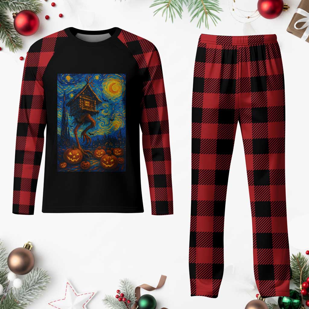 Baba Yaga House Plaid Pajama Set Starry Night Van Gogh Slavic Folklore Russia Fairy Tale - Wonder Print Shop